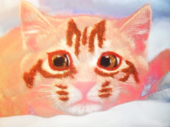 Картина из шерсти мастер класс - рыжий котёнок