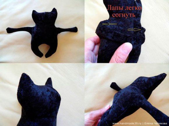 Чёрный котик с вышивкой