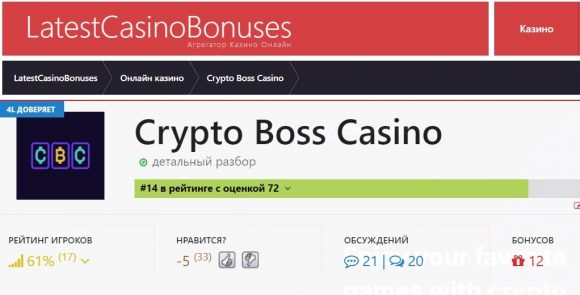 Онлайн казино Crypto Boss дает бонусы